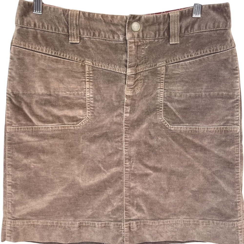 Athleta Womens Taupe Velveteen Utility Mini Skirt Soft Stretch Cotton Size 8